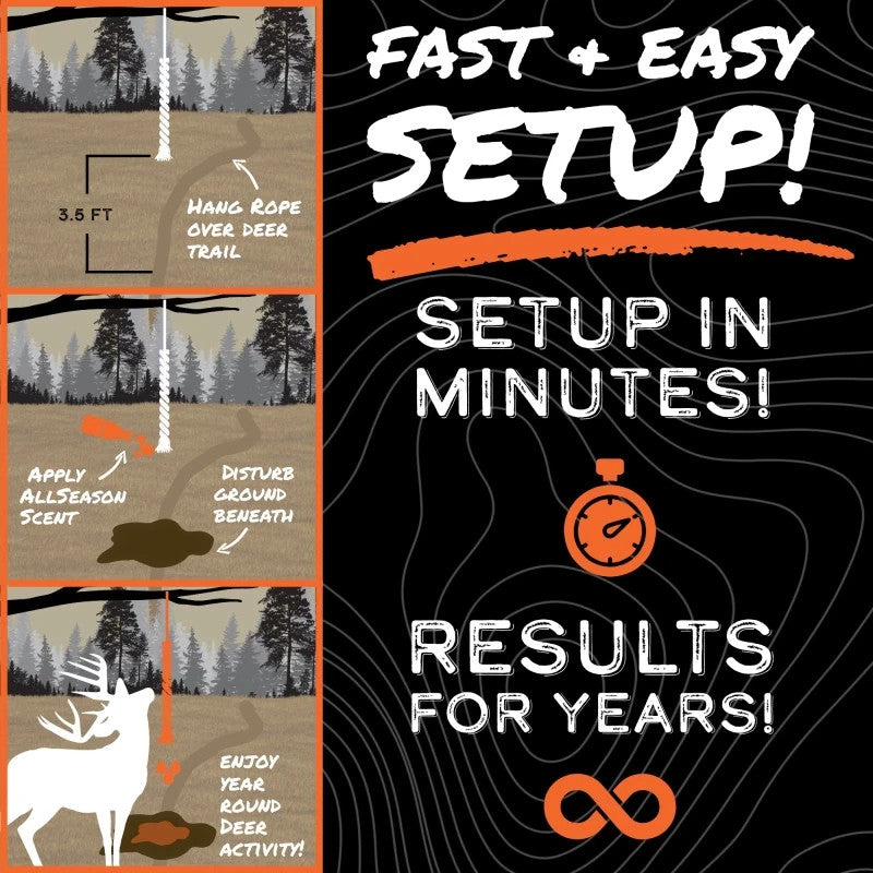 Deer Mock Scrape System with HempScent Rope and AllSeason Scent — Hunting Attractant