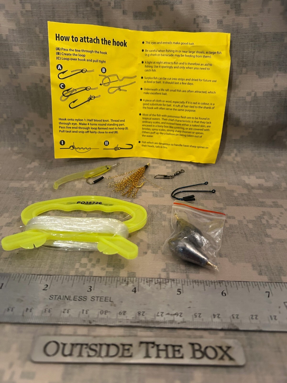 Ultralight Fishing Kit with Monofilament Line, Hooks, Swivels & Lures - Pocket Sized Emergency Survival Gear