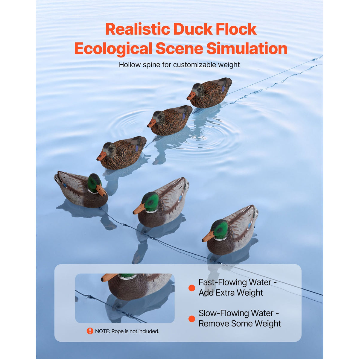 Outdoor Duck Decoy 6-Pack - Realistic Floating Hunting Decoys