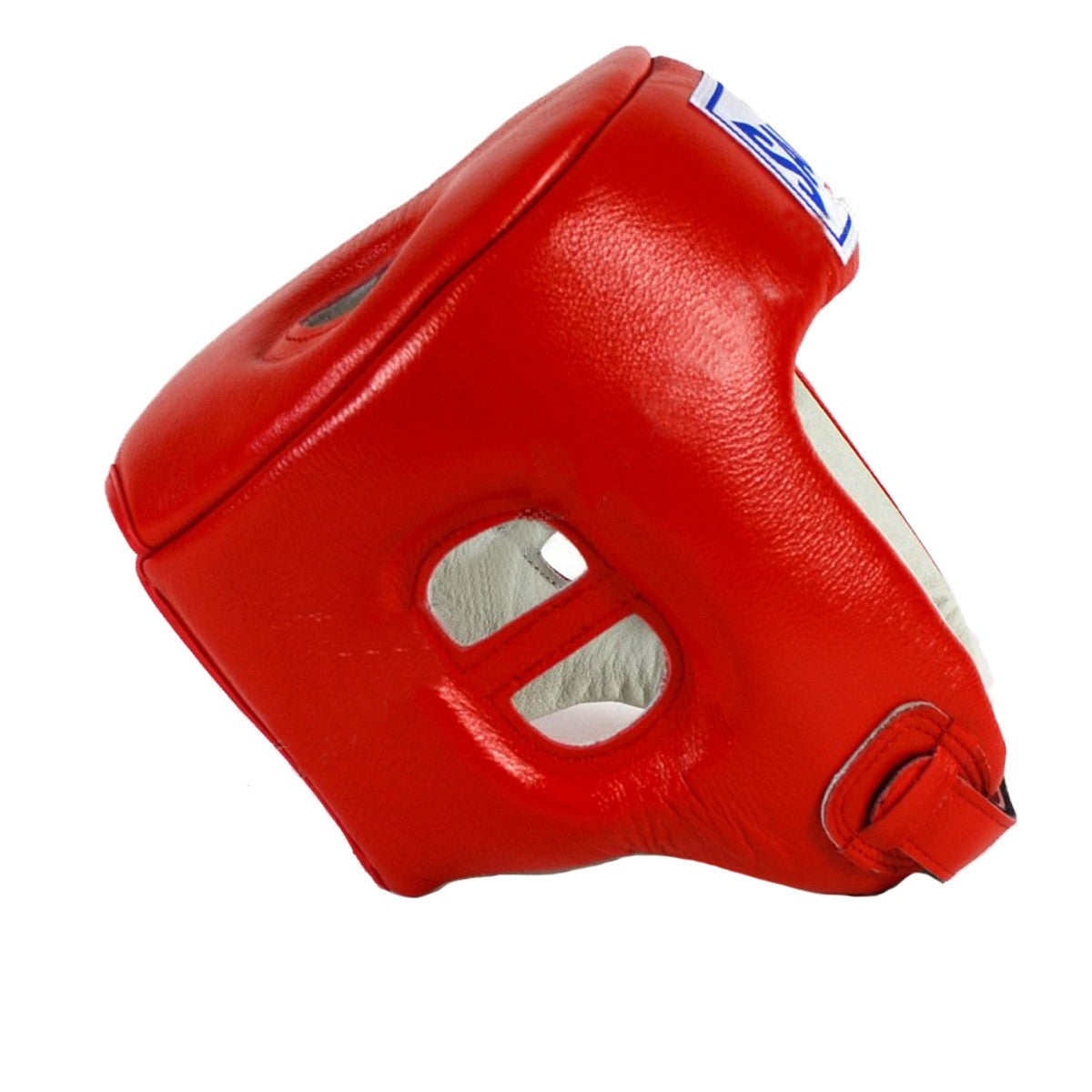 Open Face Leather Headgear for Boxing MMA - Small Red White