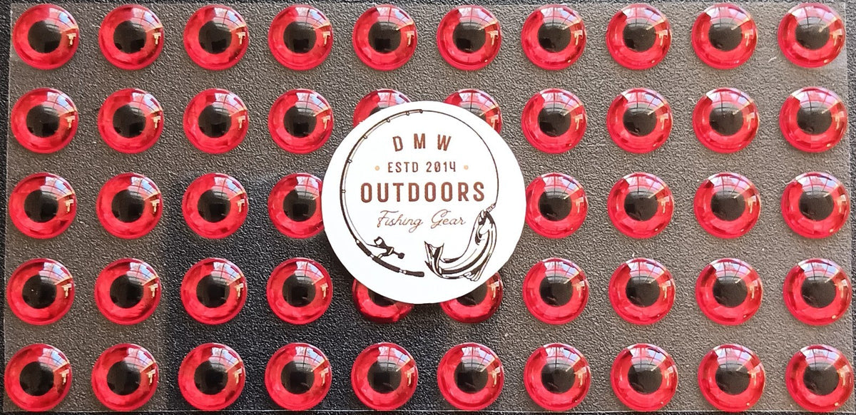 Holographic Red Fish Eyes 8mm for Fly Tying, Lures & Crafts - 100 Pack