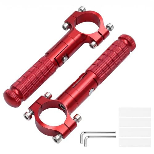 Red Folding Motorcycle Footrest Pegs 1.25 Inch for Harley, Honda, Yamaha, ATV
