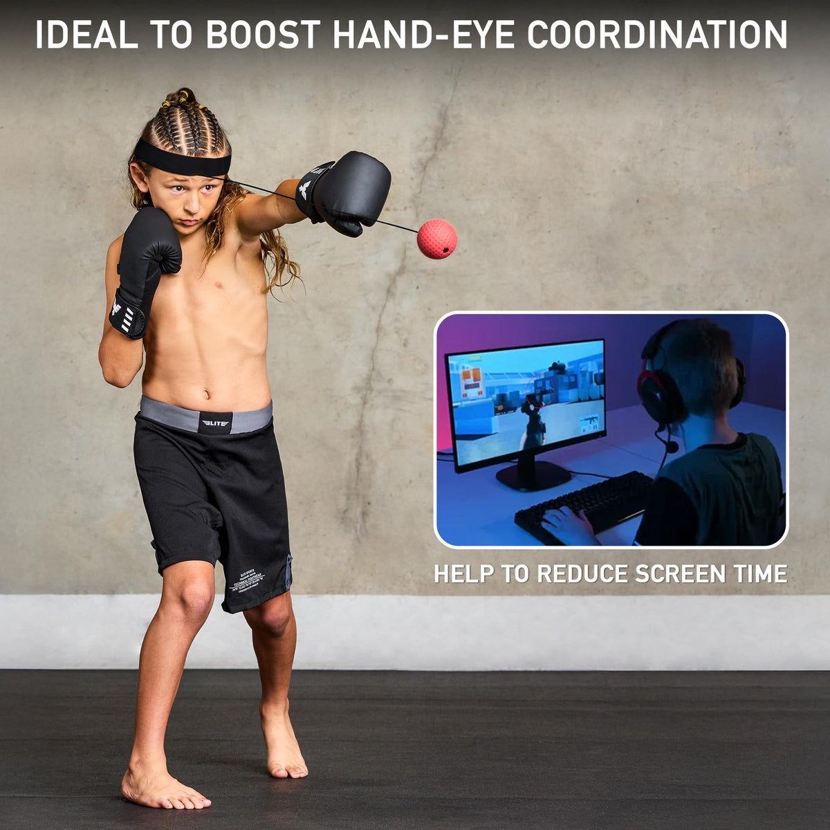 Reflex Ball Trainer for Boxing MMA BJJ - Adjustable Headband & 2 Detachable Balls