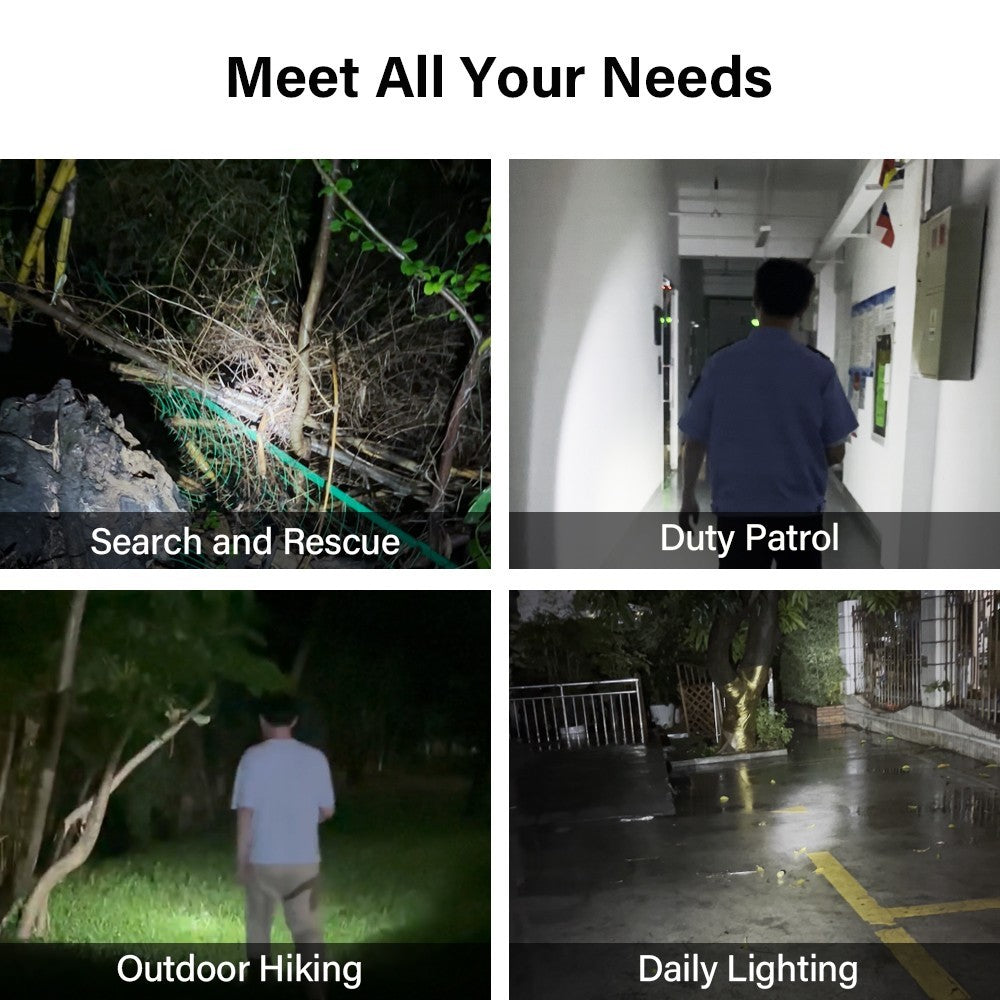High Lumen Rechargeable LED Flashlight with 500m Beam - Waterproof Work Light