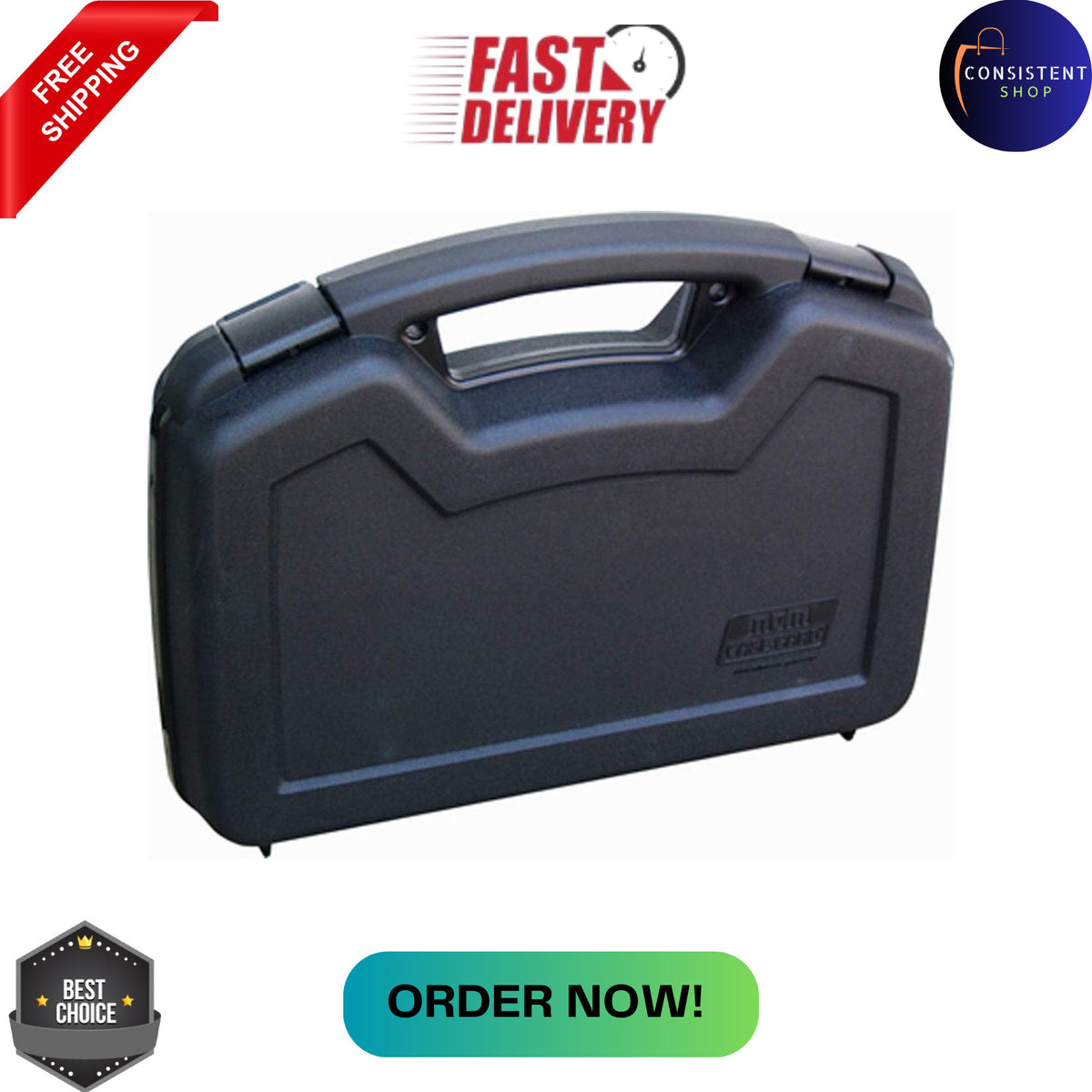 Lockable Pistol & Revolver Hard Case - Foam Interior, Durable Carry Bag