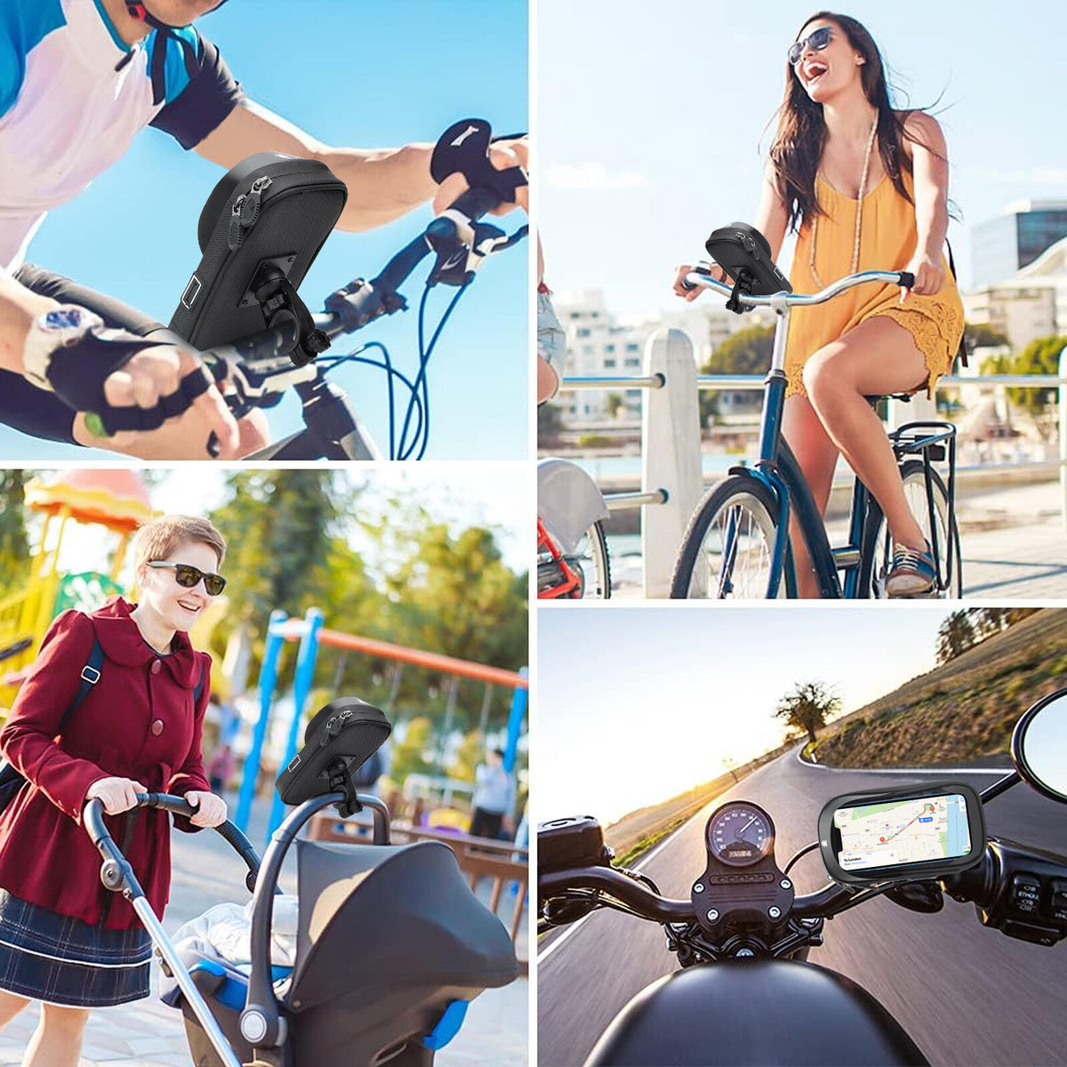 360 Degree Rotation Bike Phone Mount Case Waterproof Handlebar Holder Bag
