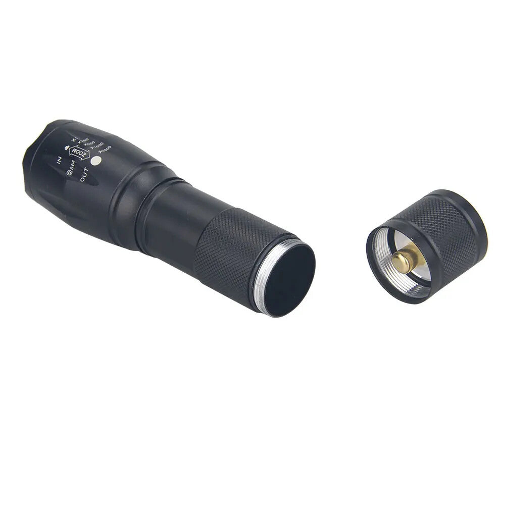 2-in-1 Tactical LED Hunting Flashlight with Zoomable Torch, Red/White Light
