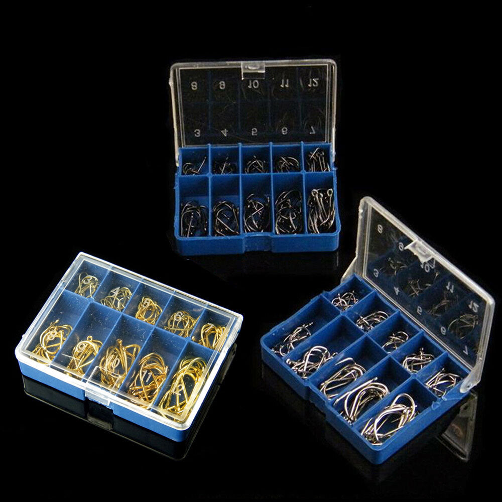 100Pcs Fishing Hooks Set, High Carbon Steel, Sharp & Durable, Multiple Sizes