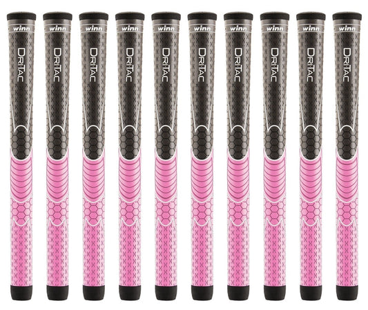 Women’s Golf Grip Set - Pink and Dark Grey Winn Dri-Tac Comfort Golf Grips