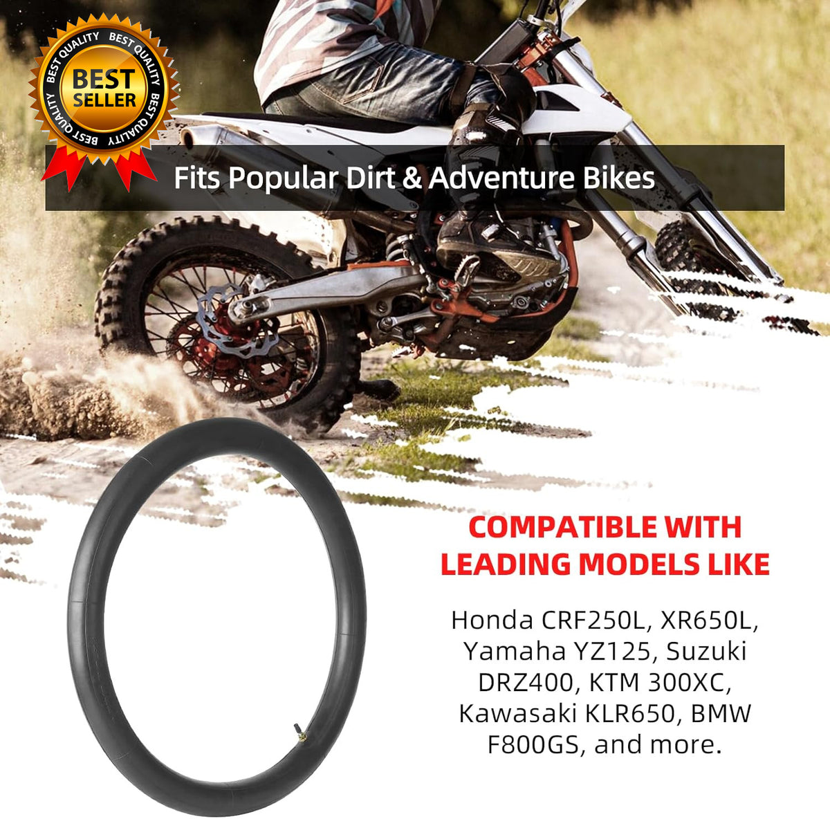 Heavy Duty 21-Inch Dirt Bike Inner Tube 90/90-21, 80/100-21 with TR4 Valve