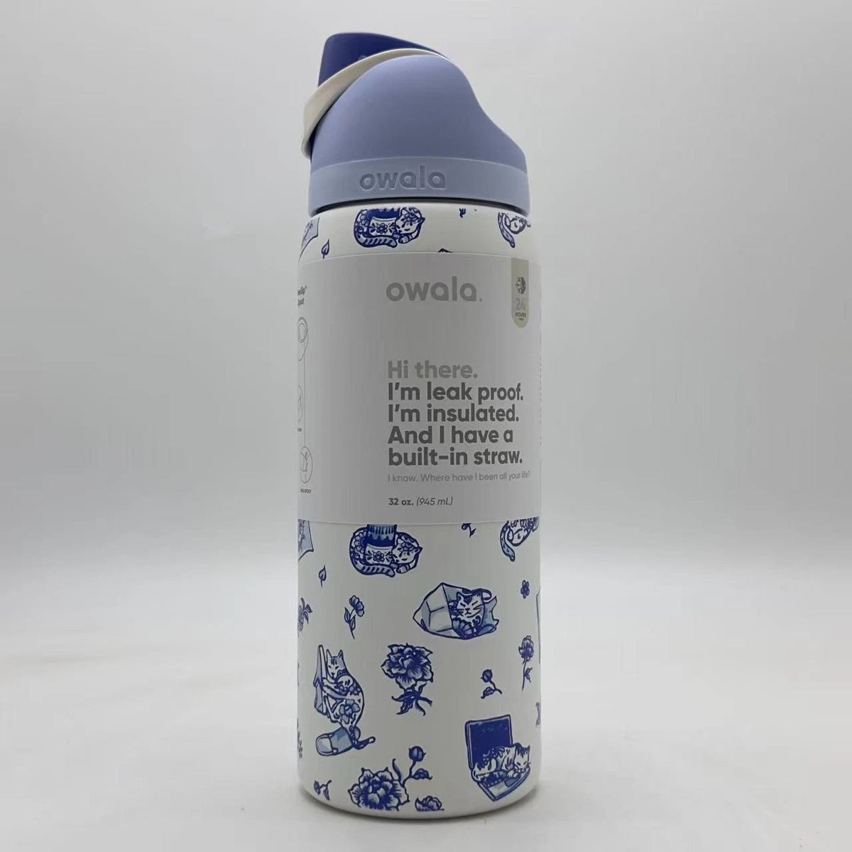 Insulated 32oz Water Bottle with Leak-Proof Lid & Sip Spout - Limited Edition Cats Design