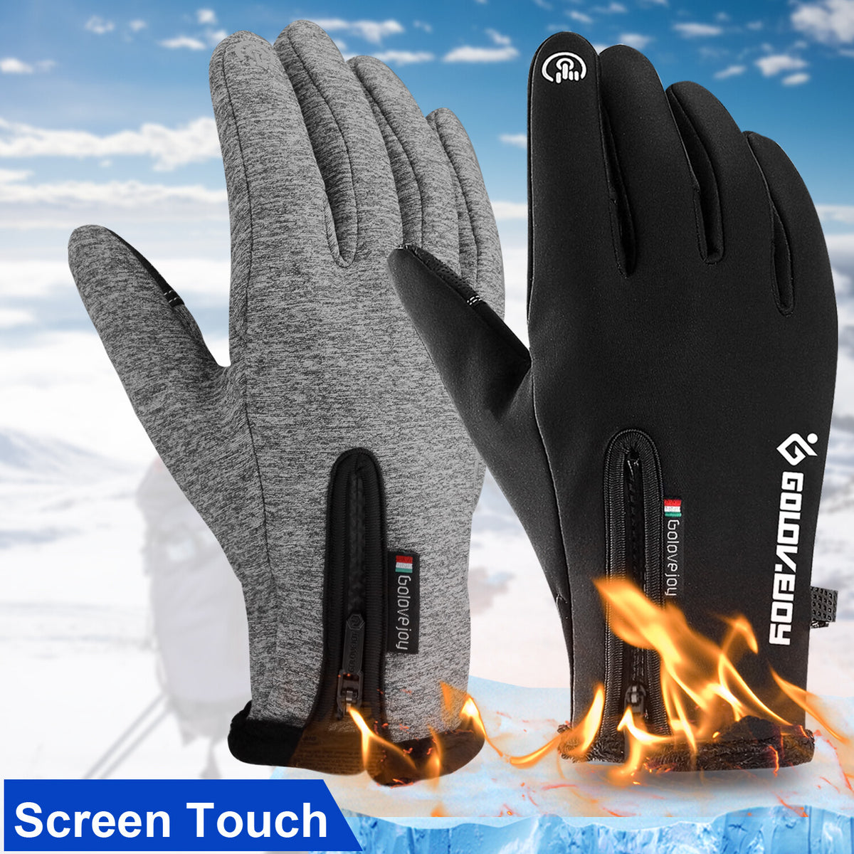 Winter Waterproof Touch Screen Gloves for Men Women - Windproof Warm Mittens