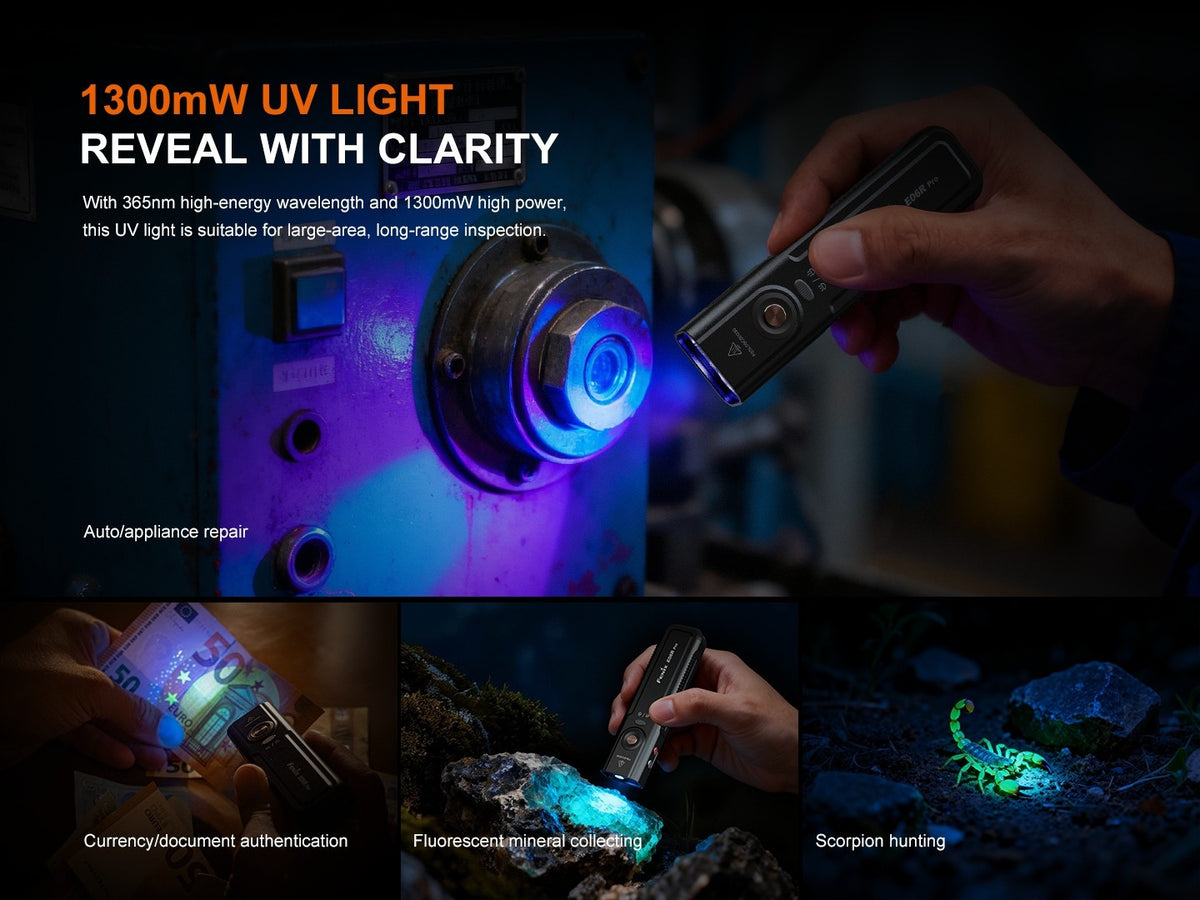 Rechargeable LED Flashlight with UV and Laser - 1600 Lumens, Multi-Mode, Compact EDC Tool