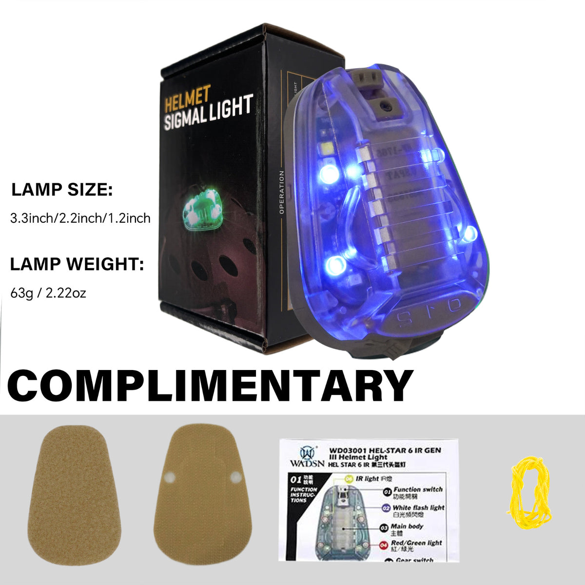 Tactical Helmet Signal Light with IR and Flashing Modes for Military Outdoor Use