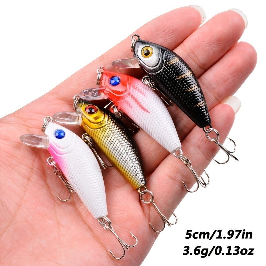 60pcs Minnow Popper Crankbait Fishing Lures Kit Artificial Hard Baits