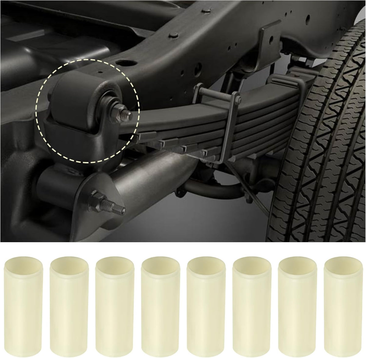 8PCS Trailer Leaf Spring Bushings Kit with 9/16 Inch ID for Suspension Adjustment
