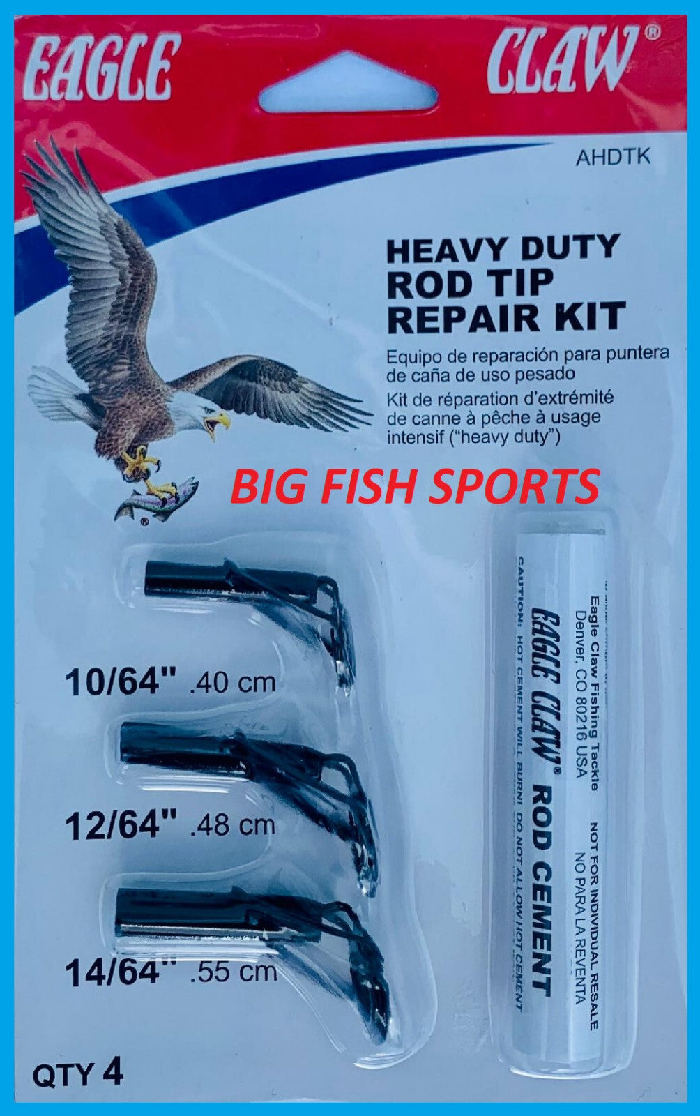 Heavy Duty Fishing Rod Tip Repair Kit with Glue - Multiple Sizes, Ceramic Guides