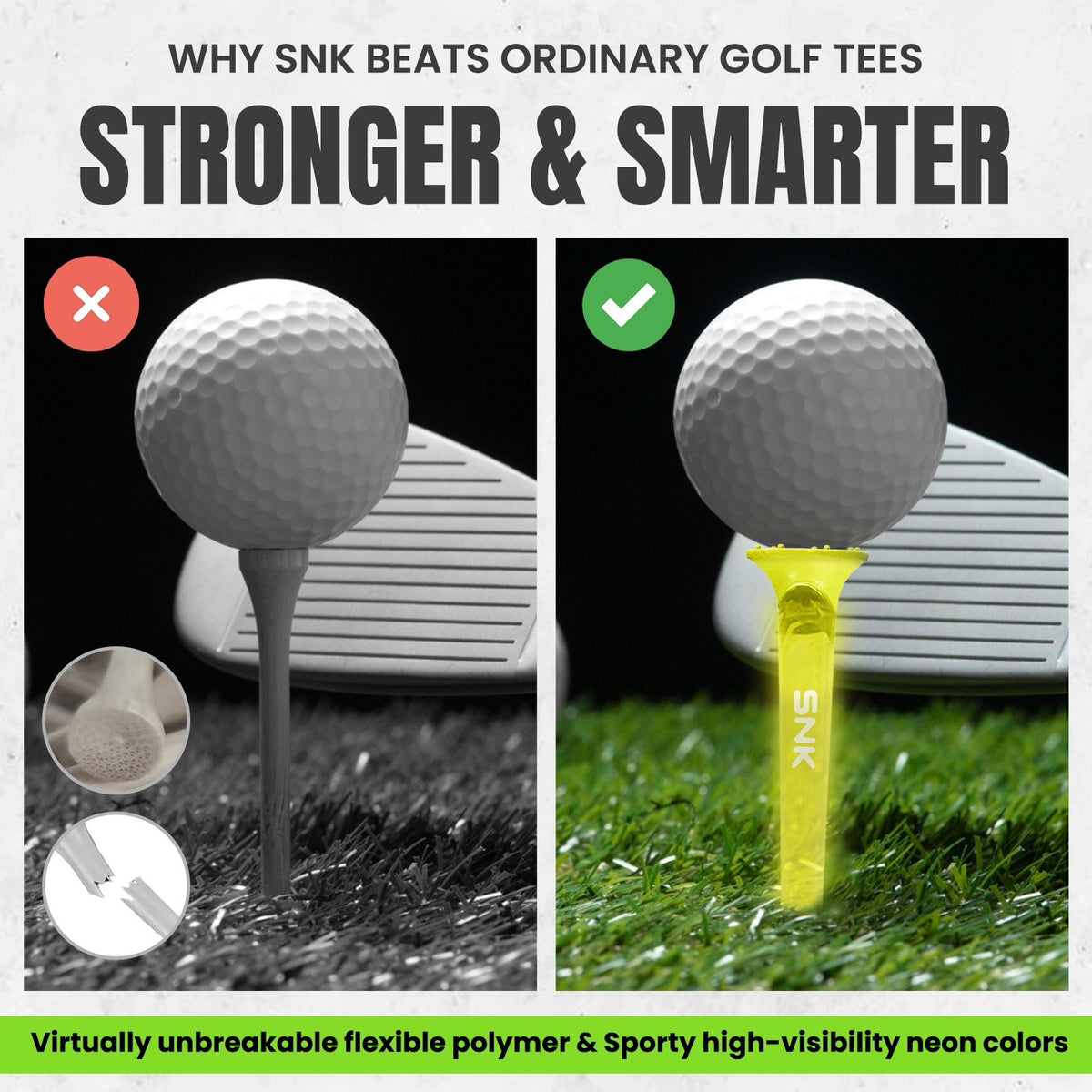 Unbreakable Plastic Golf Tees 21-Pack for Long Drive Performance