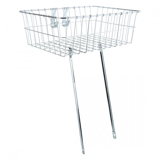 Bicycle Front Basket Steel Silver 18x13x6 Inches - Wald Products