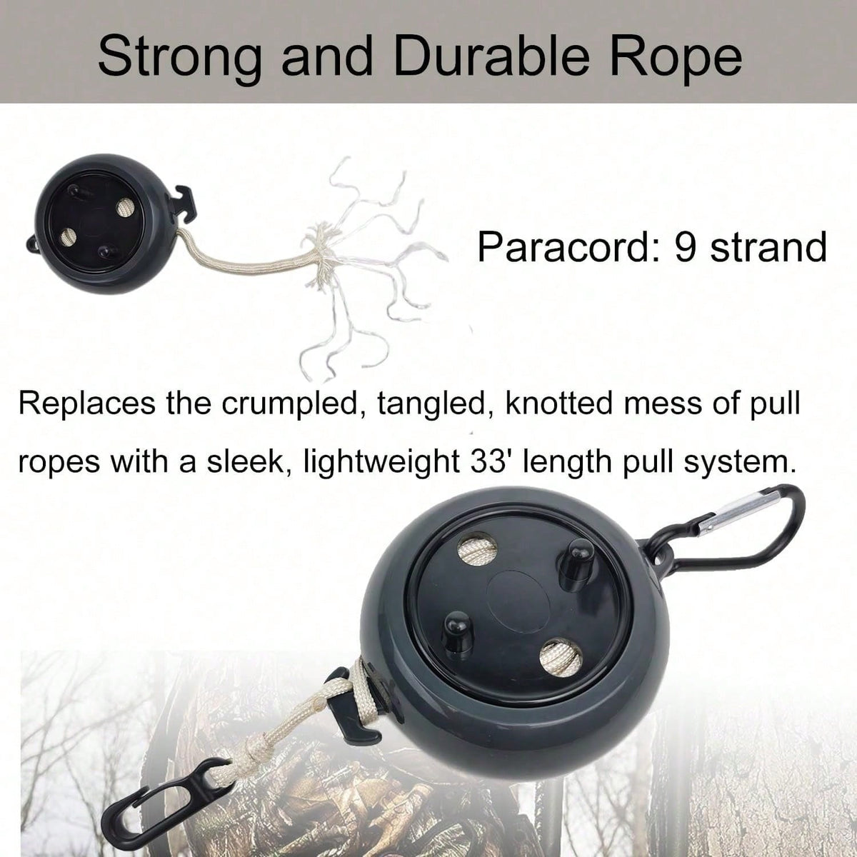 Heavy Duty Retractable Bow Rope Tree Stand Accessory 33ft for Hunting