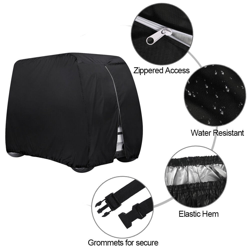 Waterproof 4-Passenger Golf Cart Cover for EZGO Club Car Yamaha Black