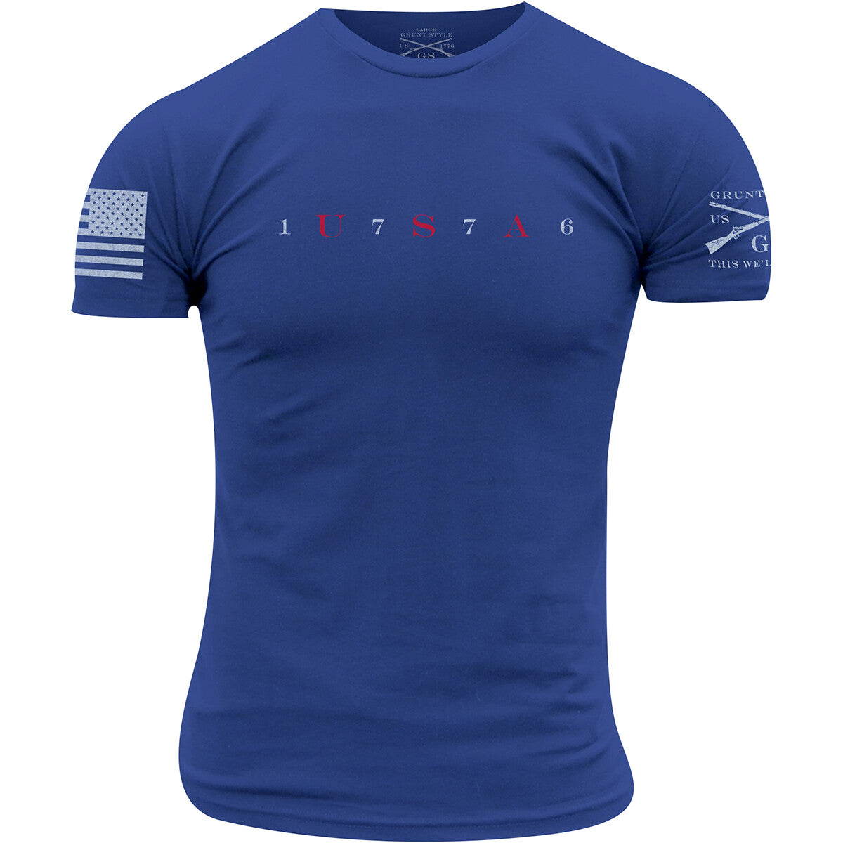 Men's T-Shirt Casual Crew Neck Tee USA Flag Royal 76