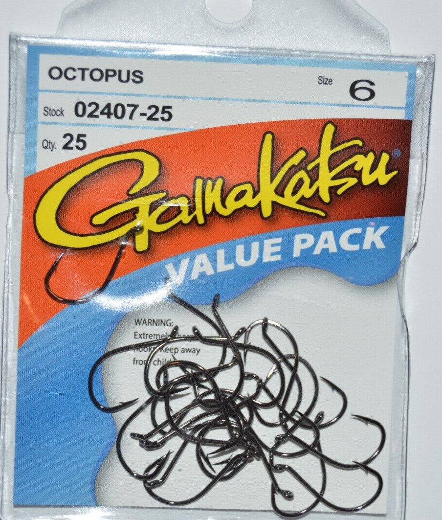 Gamakatsu Octopus Fishing Hooks Size 6 - 25 Pack Durable & Versatile