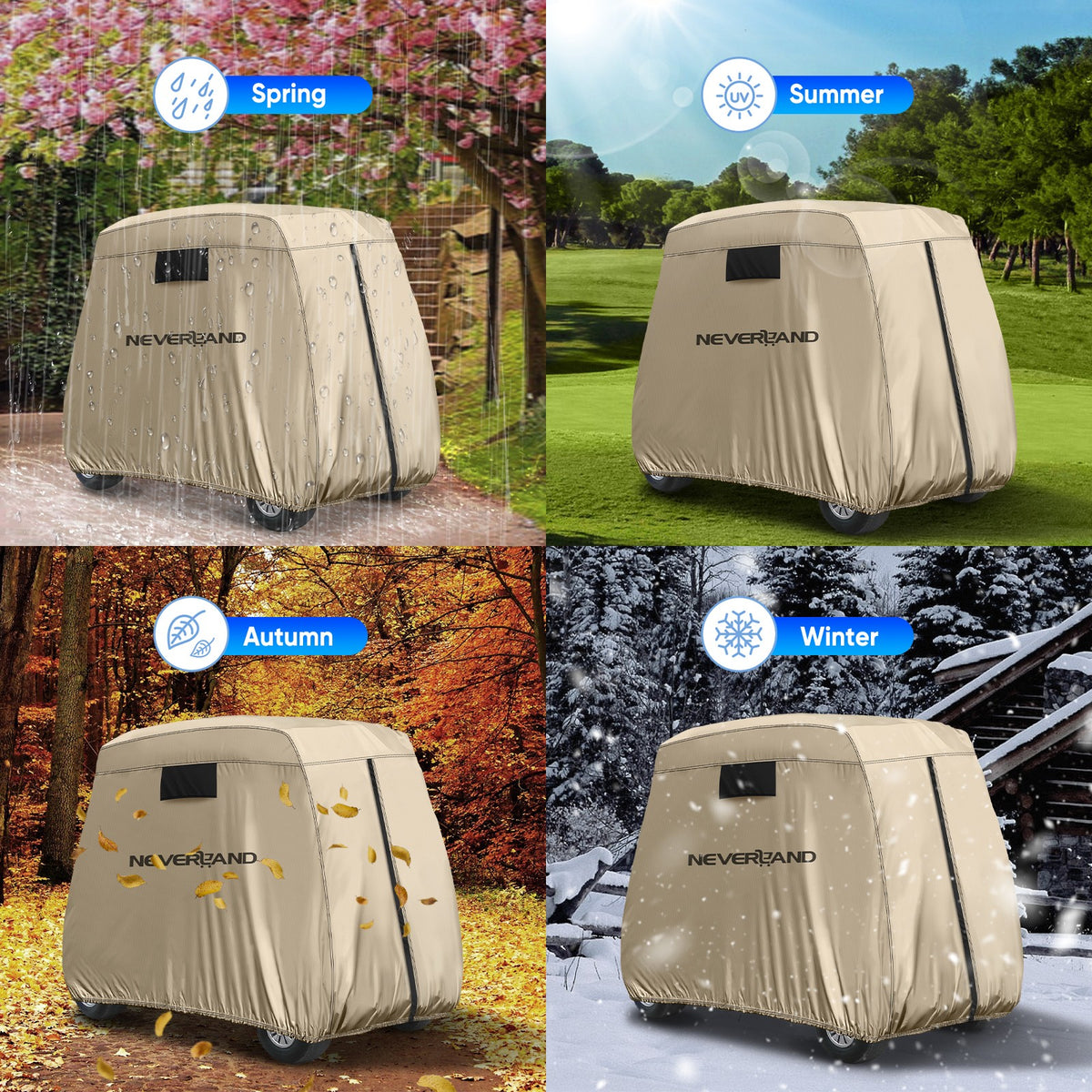 Heavy Duty Waterproof Golf Cart Cover for EZGO Club Car Yamaha 4 Passenger