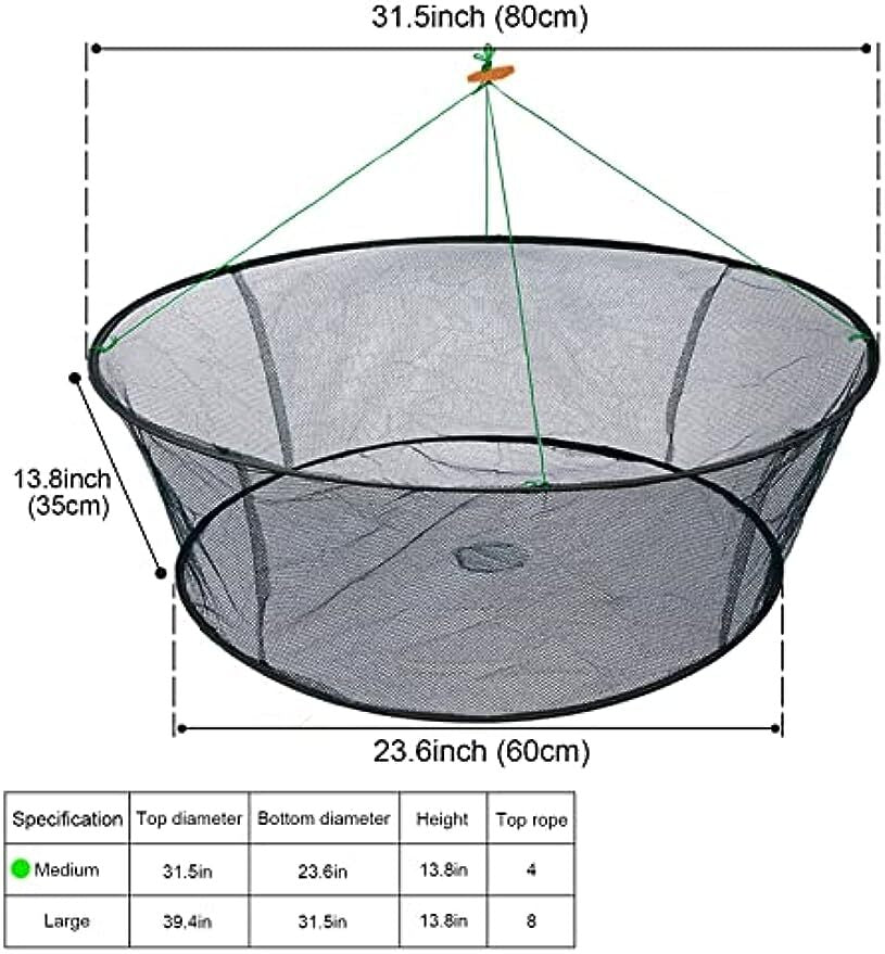 Foldable Fishing Landing Net for Catching Fish Crab Shrimp & Lobster
