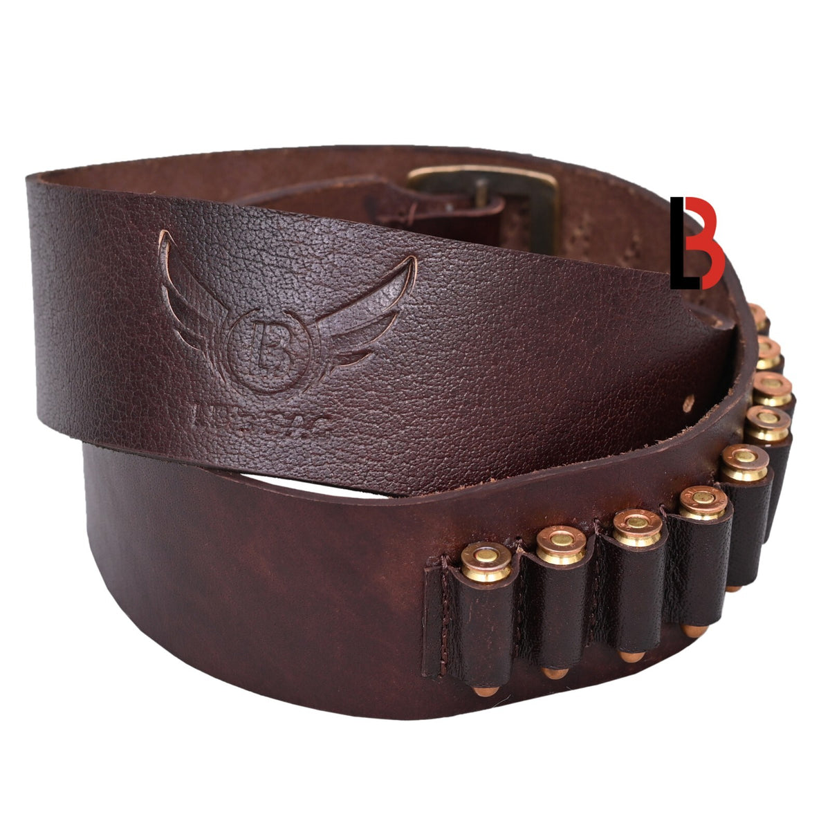 Cowhide Leather Adjustable Bandolier Cartridge Belt for 9MM and 38SPL
