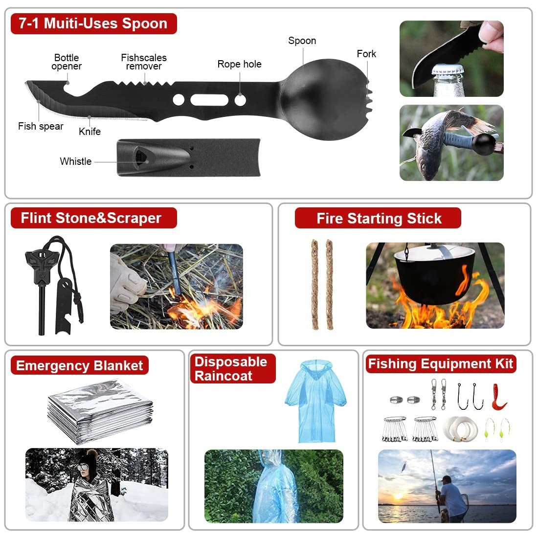 Emergency Survival Kit with 251-Piece Outdoor & First Aid Gear