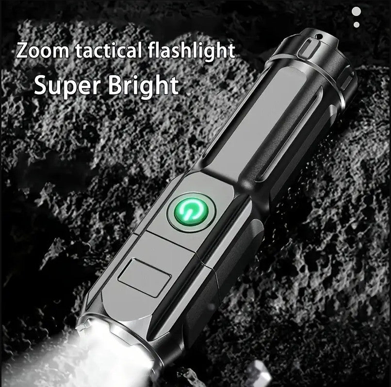 Rechargeable LED Flashlight - Portable Zoomable Handheld Torch for Outdoor and Household Use