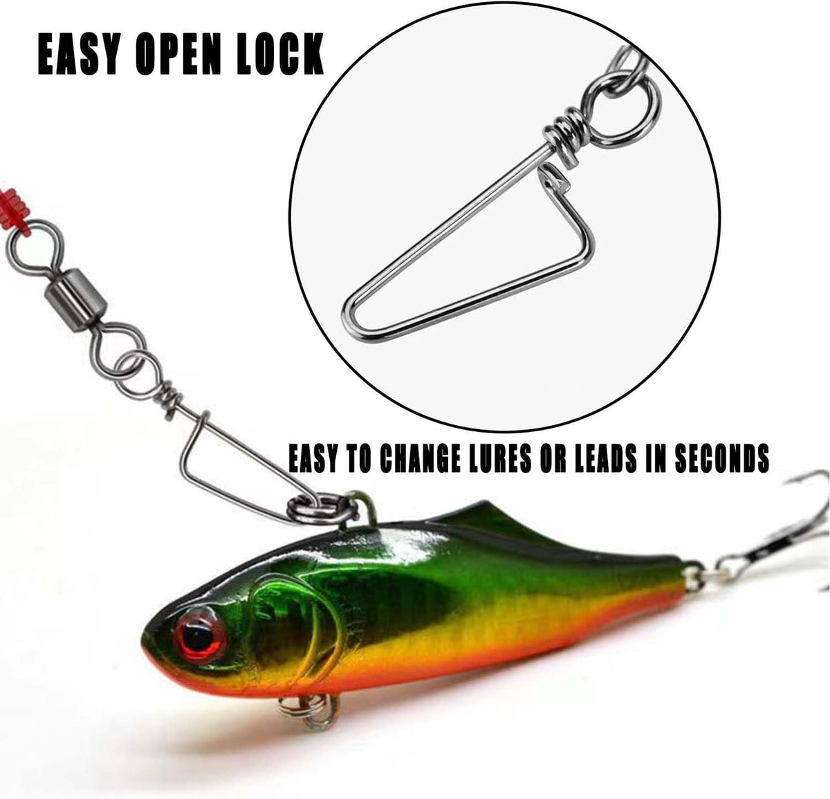 150pcs Saltwater & Freshwater Fishing Swivels with Stainless Steel Coastlock Snap Set