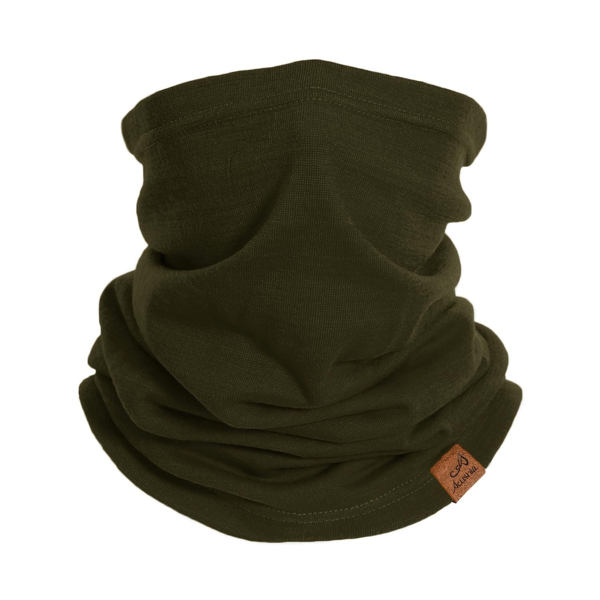 Unisex Merino Wool Neck Gaiter for Winter Skiing and Outdoor Activities - Green