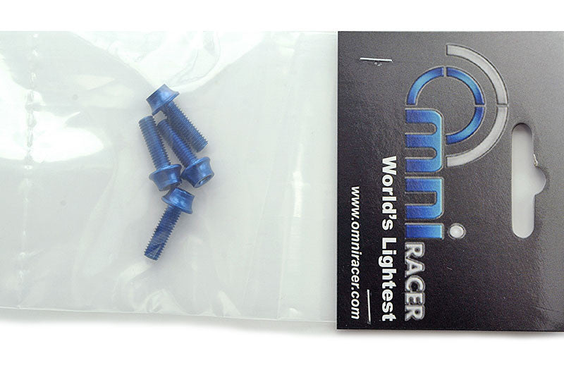 Lightweight Alloy Bottle Cage Bolts Set - M5x15, Blue, 4 Pack