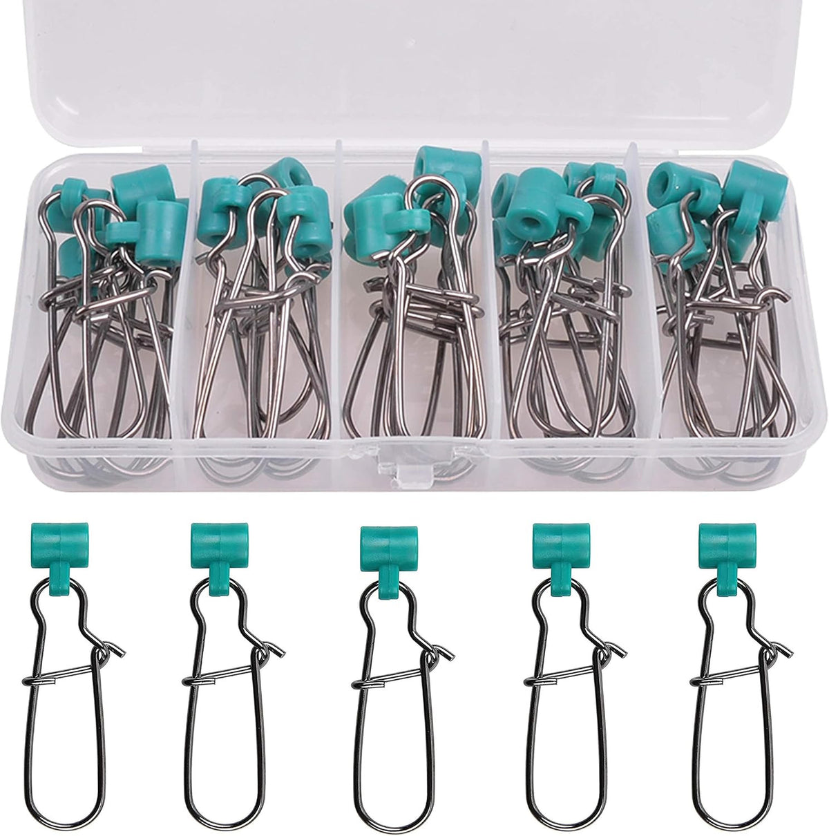 Heavy Duty Fishing Sinker Slides with Duo Lock Snaps - 25 Pcs Saltwater & Freshwater Rig Accessories