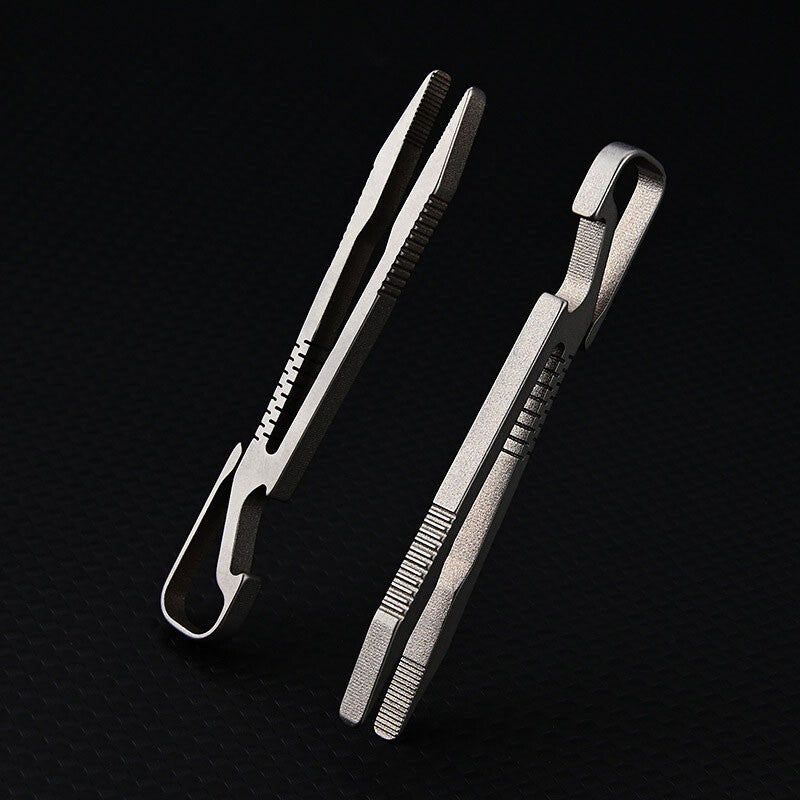 Mini Titanium Alloy Keychain Tweezers 77mm Portable Outdoor Tool