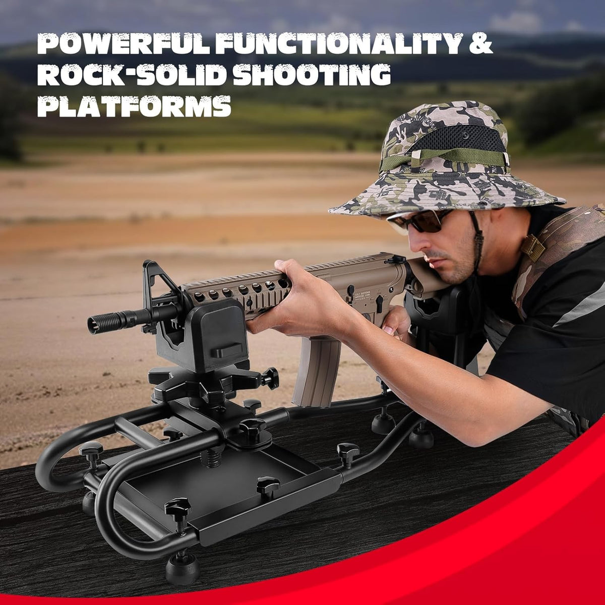 Heavy Duty Adjustable Rifle Shooting Rest with Steel Frame & Non-Slip Base