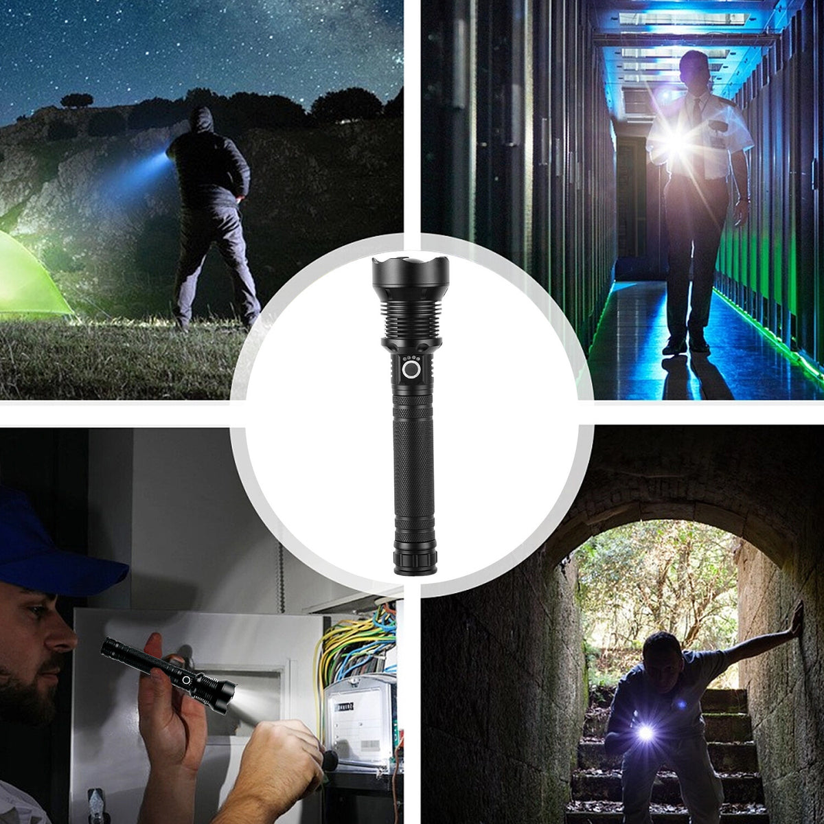 Rechargeable LED Tactical Flashlight 90000 Lumens Waterproof Worklight