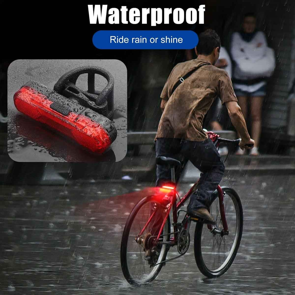 USB Rechargeable Bike Front and Rear LED Headlight Set - Waterproof Cycling Lights