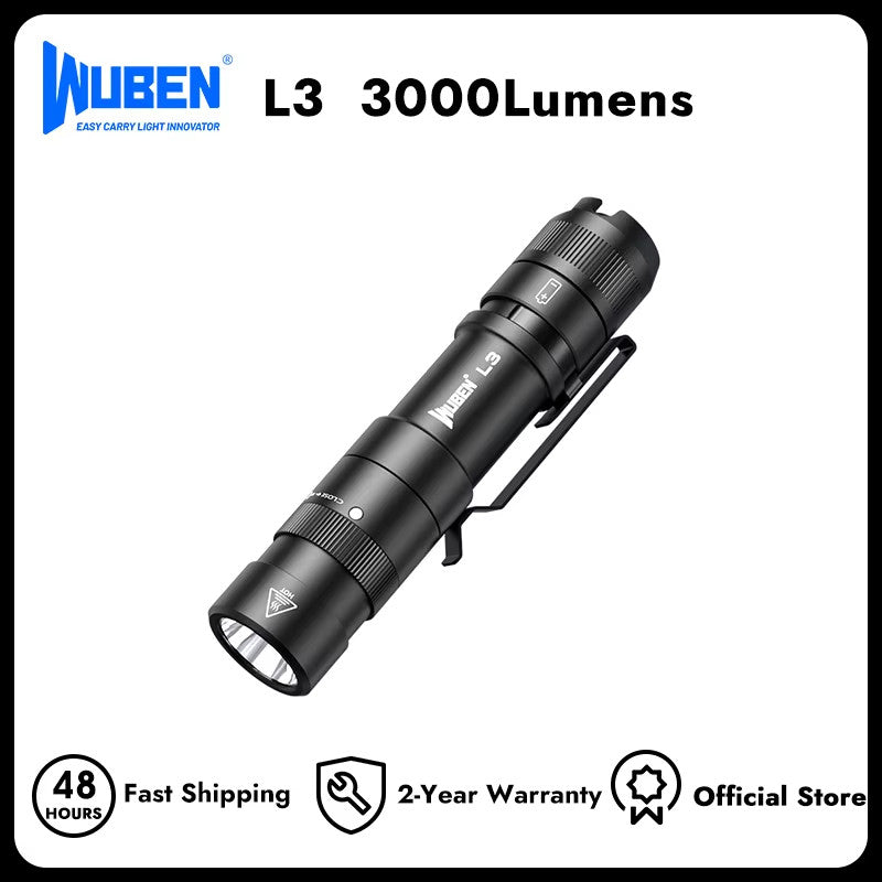 High Lumens Rechargeable LED Flashlight 3000 Lumens Water-Resistant Torch