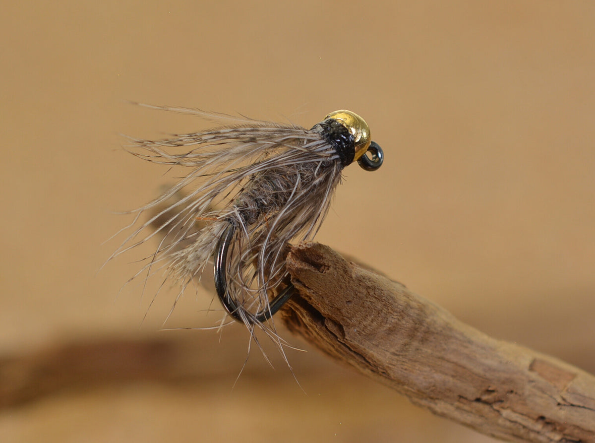 Soft Hackle Hares Ear Jig Head Flies for Fly Fishing - Tungsten Bead, Barbless Jig Hook