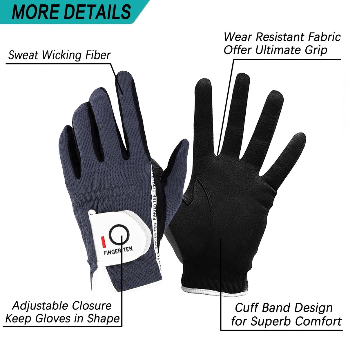 Men's All Weather Golf Gloves 3-Pack - Grip, Breathable, Quick-Dry