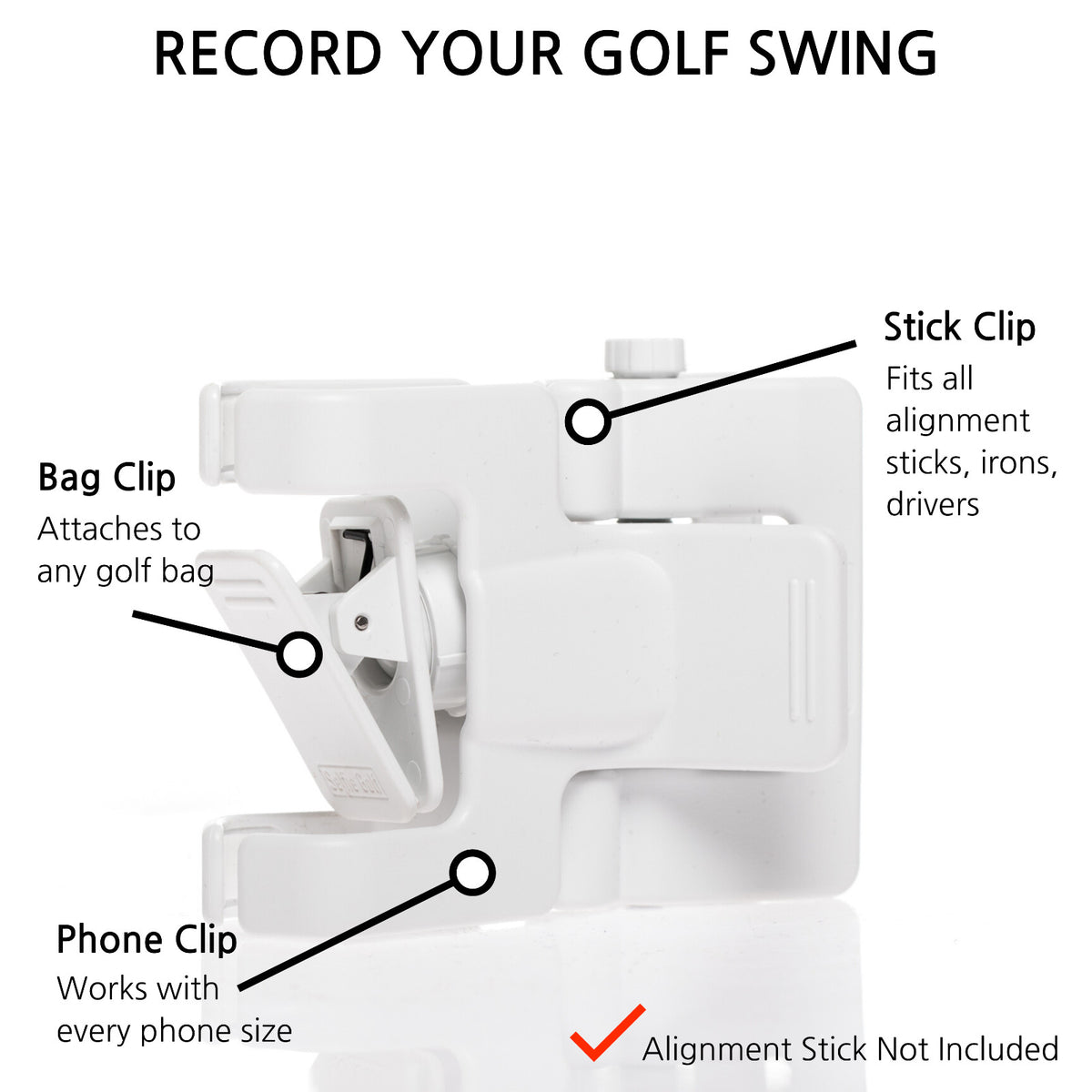Golf Swing Recording Phone Holder - Golf Analyzer Accessories for All Phones