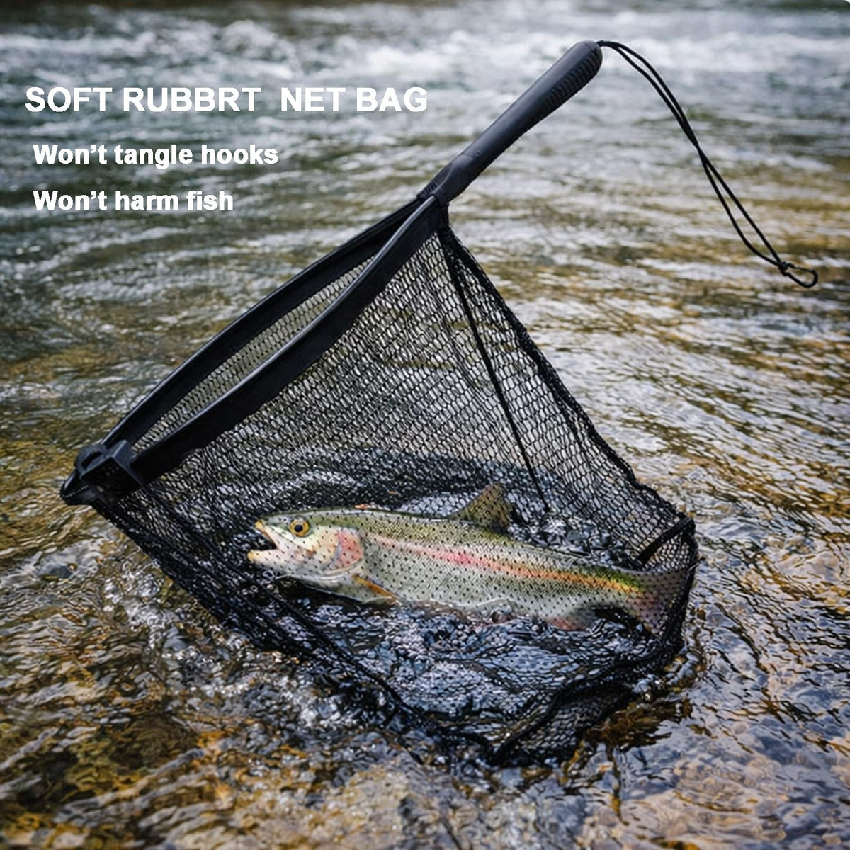 Deep Mesh Fish Landing Net for Catch & Release Trout Bass Crappie