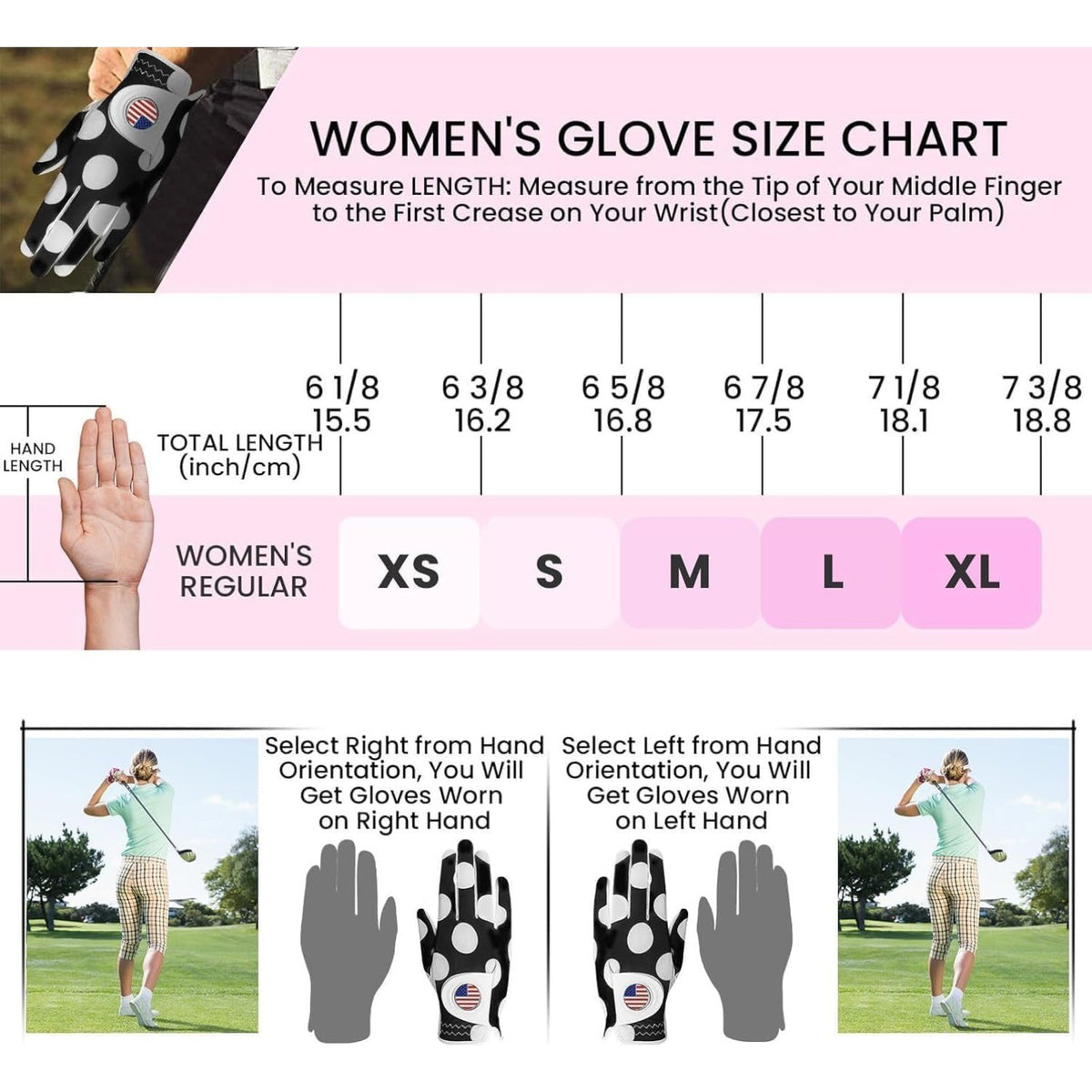 Women's Golf Glove with Ball Marker, Lightweight Breathable Fit