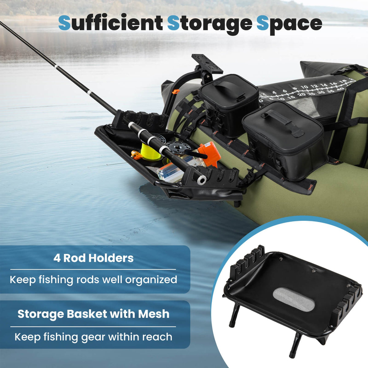 Fishing Boat Accessory Set with 360° Rotatable Fish Finder Mount & Rod Storage