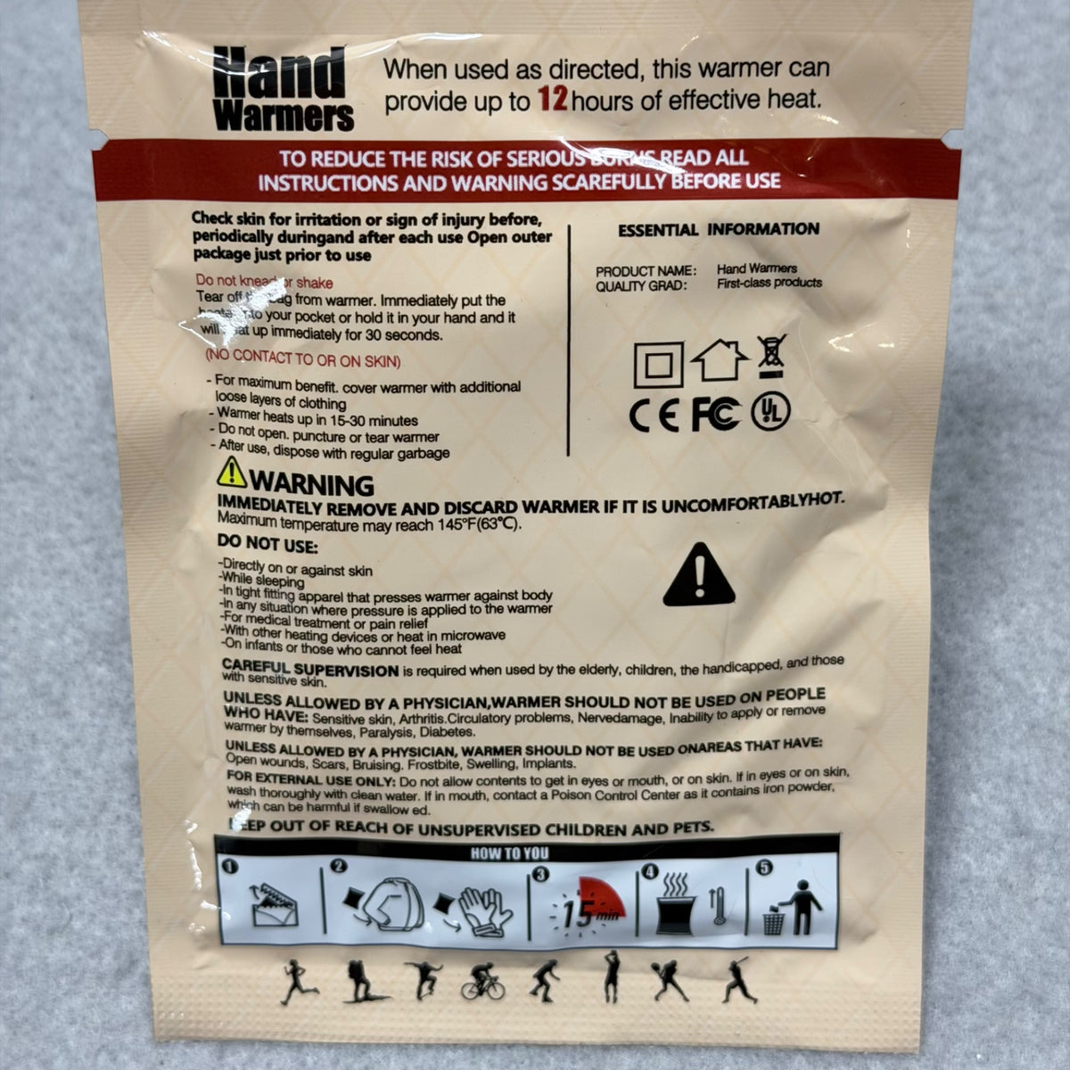 Reusable Hand & Body Warmers for Outdoor Activities - 12 Hours Heat, Pairs