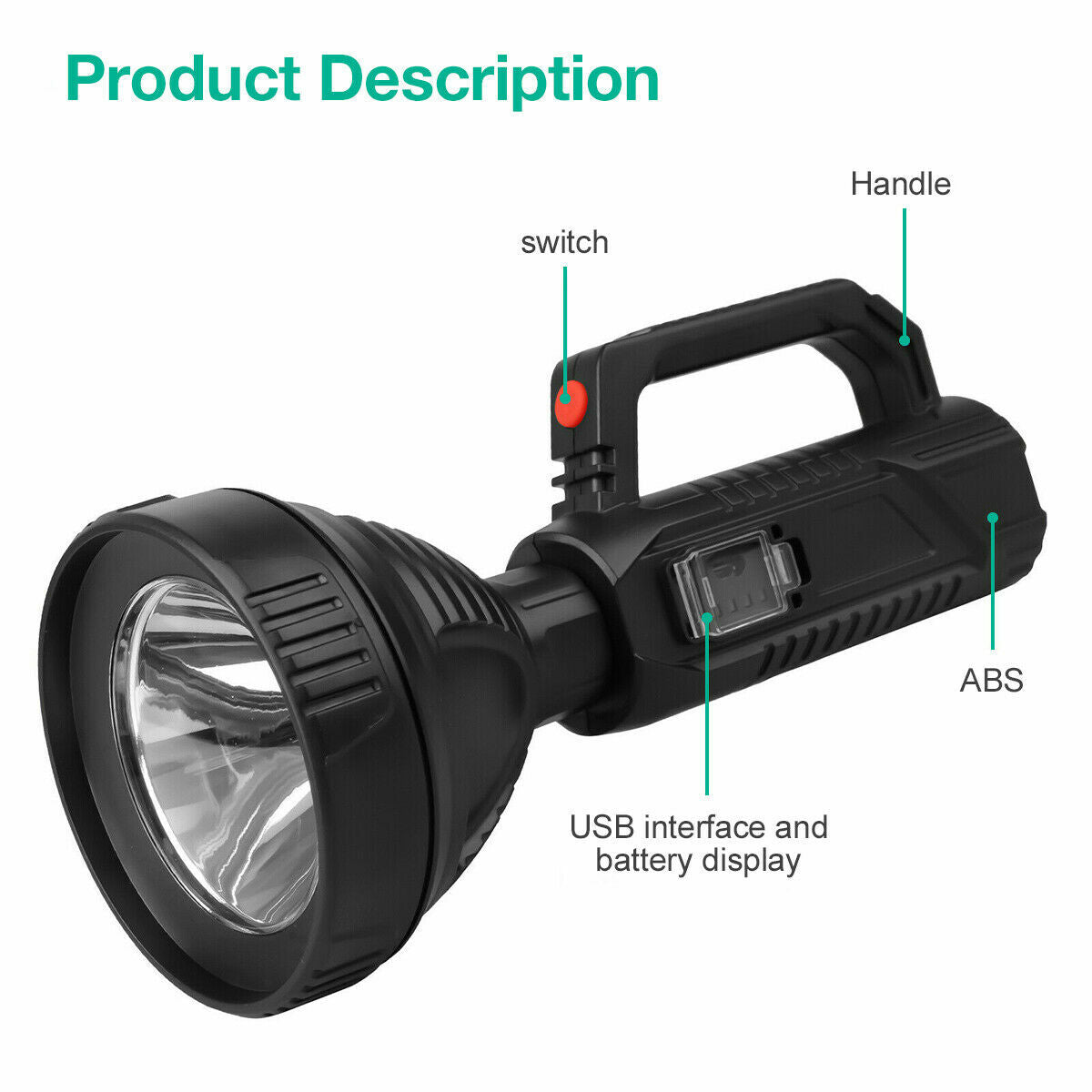 Rechargeable LED Searchlight Handheld Spotlight with 1640ft Range