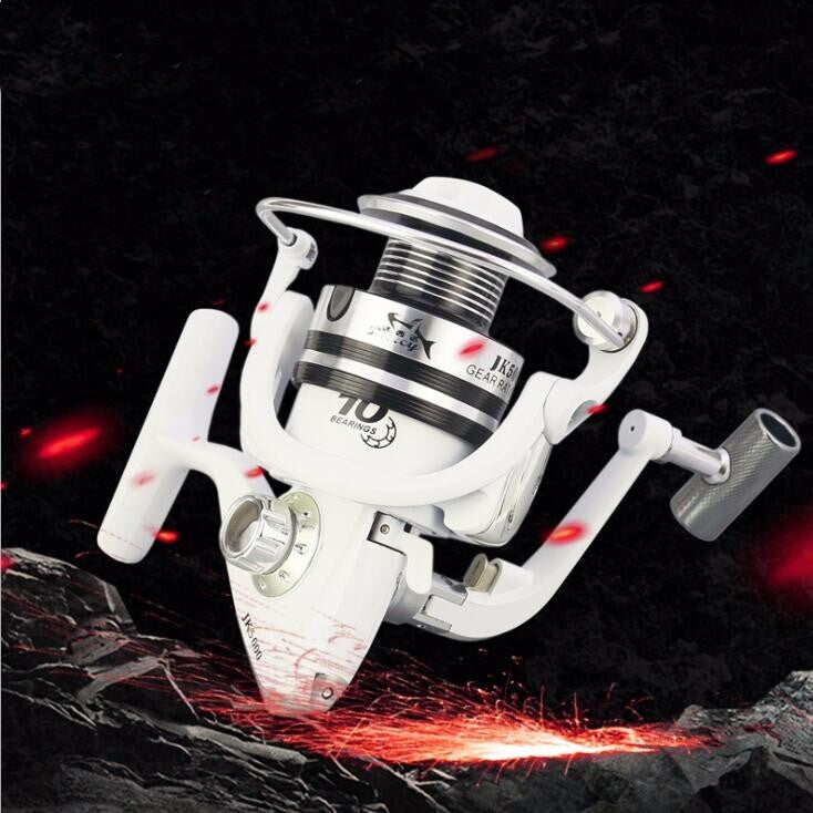 White Freshwater Spinning Reel 10BB 5.2:1 Gear Ratio for Bass Trout Crappie